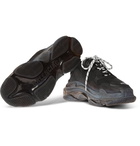 Balenciaga - Triple S Clear Sole Mesh, Nubuck and Leather Sneakers - Men - Black