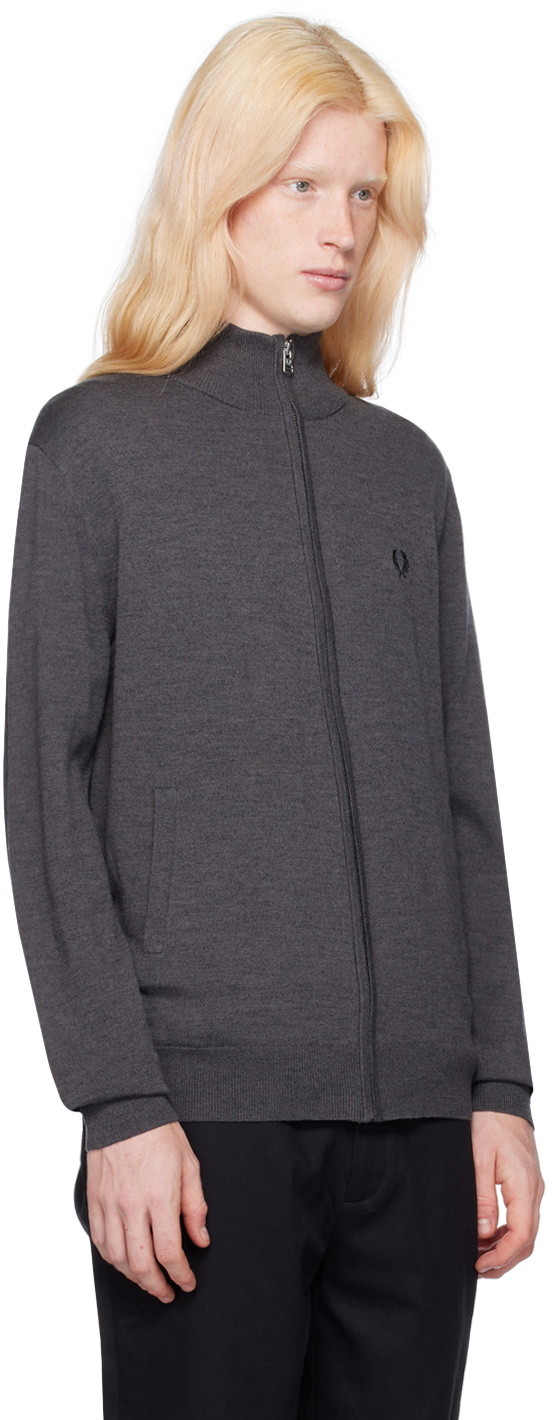 Fred Perry Gray Classic Zip Through Cardigan Fred Perry