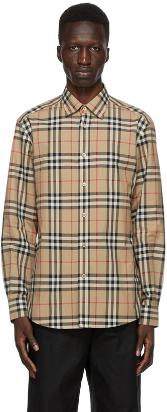 Photo: Burberry Beige Check Poplin Shirt