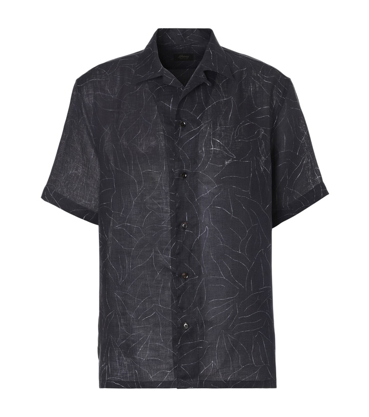 Photo: Brioni Printed linen bowling shirt