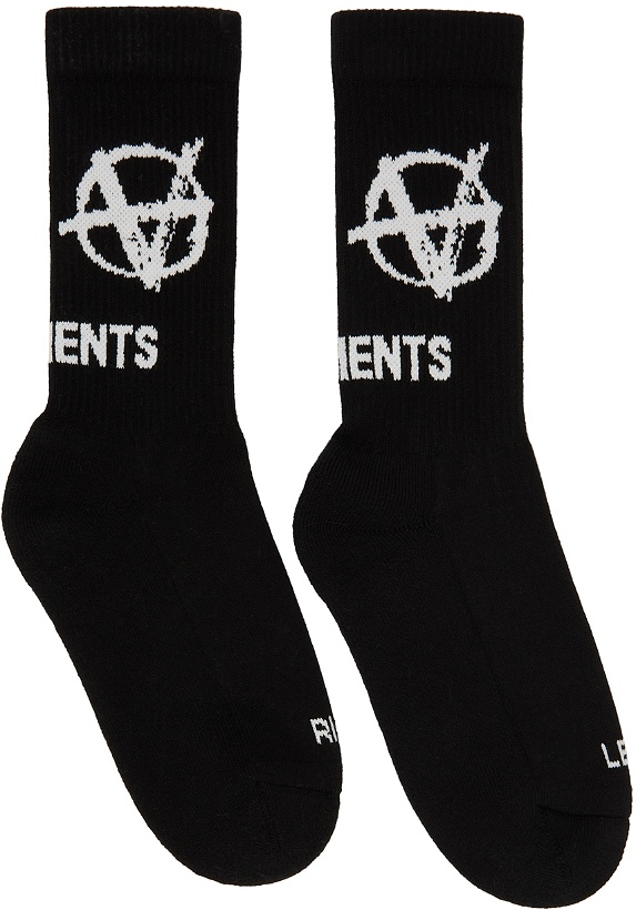 Photo: VETEMENTS Black Anarchy Logo Socks