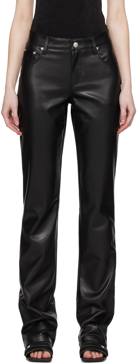 MISBHV Black Straight-Leg Faux-Leather Trousers MISBHV