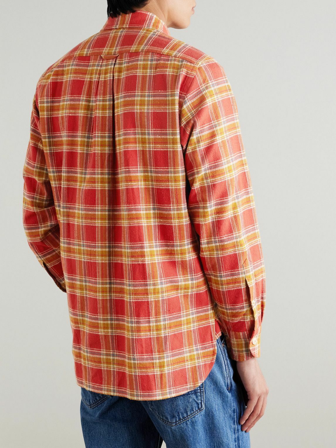 Drake's - HIM Checked Cotton-Flannel Shirt - Red