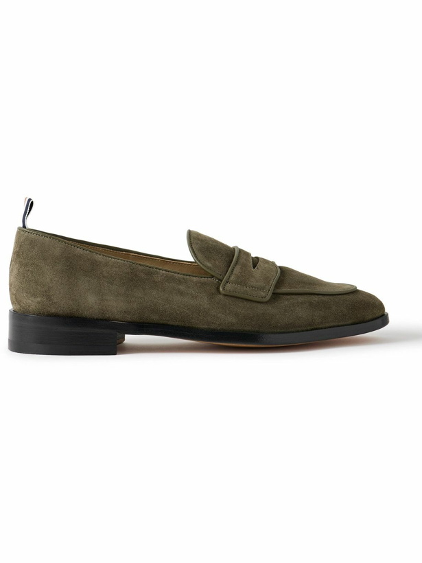 Photo: Thom Browne - Varsity Suede Penny Loafers - Green