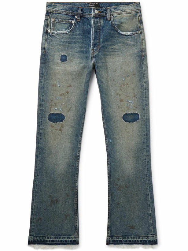 Photo: Enfants Riches Déprimés - Hit & Run Straight-Leg Appliquéd Distressed Jeans - Blue
