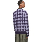 Needles Purple Wool Check Cardigan