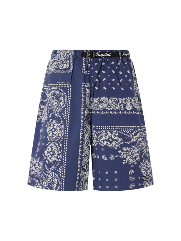 Photo: KAPITAL - Easy Straight-Leg Belted Bandana-Print Cotton Shorts - Blue