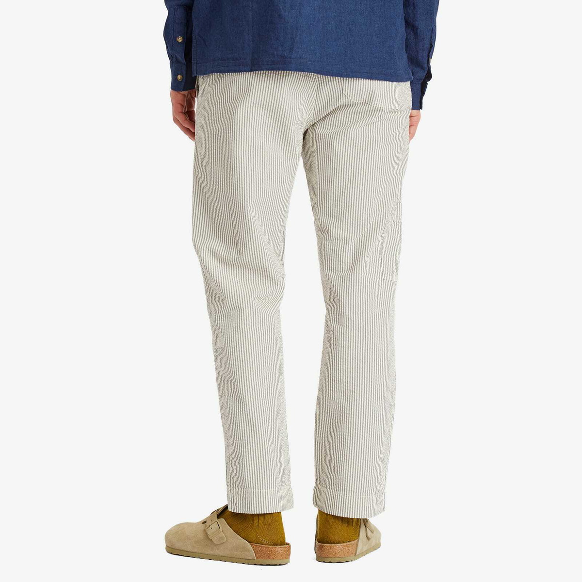Kestin Men's Aberlour Seersucker Trousers in Ecru/Blue Stripe