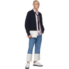 Thom Browne Navy Pique 4-Bar Bomber Jacket