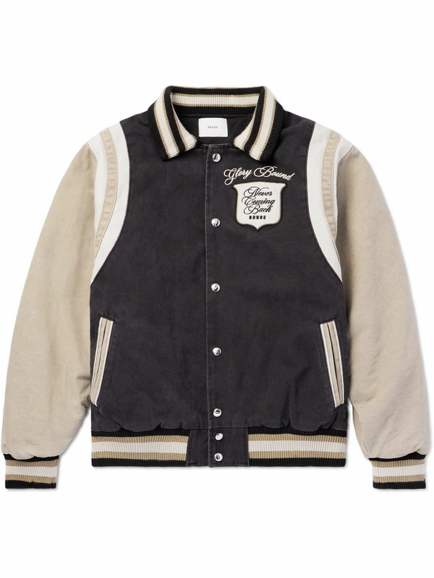 Photo: Rhude - Embroidered Canvas Varsity Jacket - Black