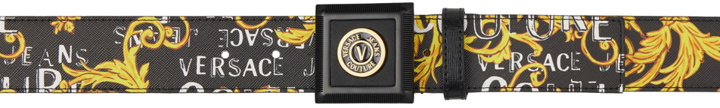 Photo: Versace Jeans Couture Black & Yellow V-Emblem Logo Couture Belt