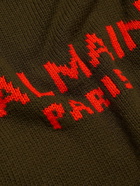 Balmain - Logo-Intarsia Wool Sweater - Green