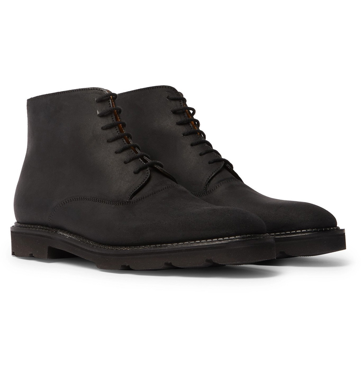 John Lobb - Forge Waxed-Leather Oxford Boots - Black John Lobb