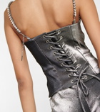 Area - Embellished metallic corset top