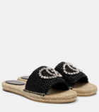 Gucci GG embellished raffia espadrille slides