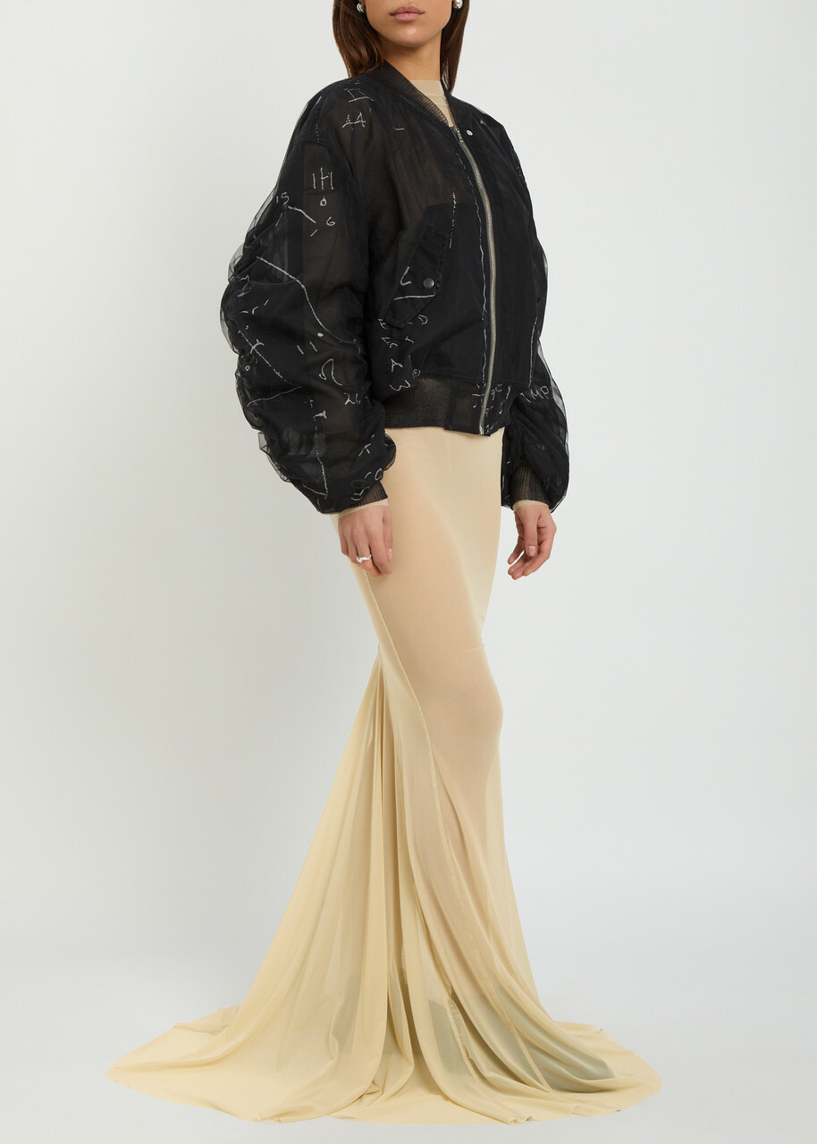 Rick Owens Temple Panelled Stretch-tulle Gown Sand