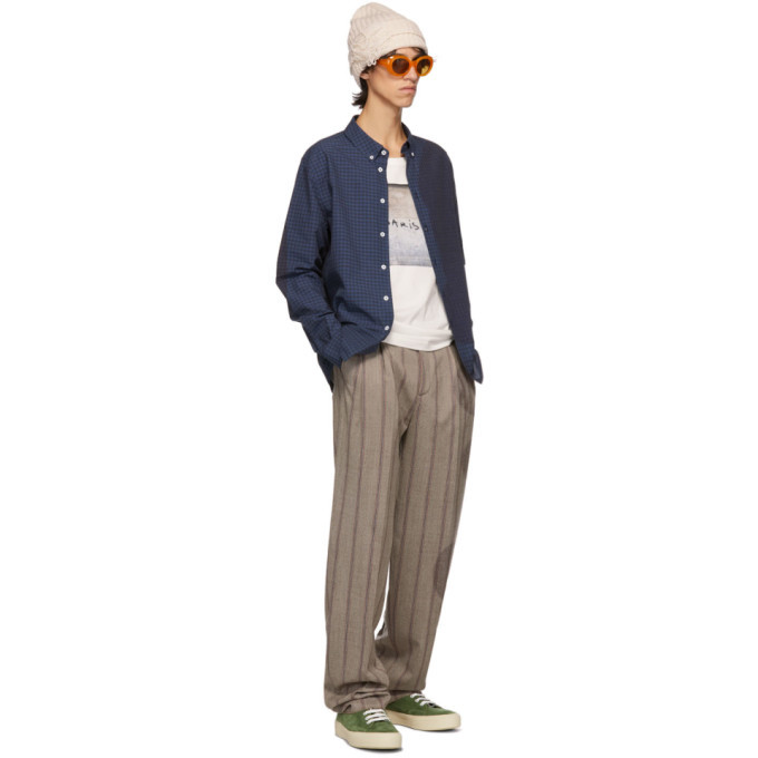 Editions M.R Brown Stripe High-Waisted Trousers