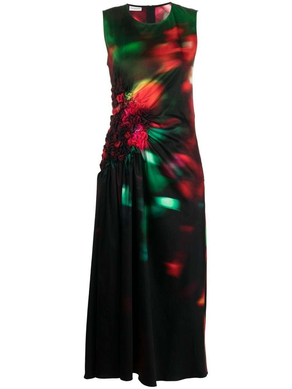 Women’s Cotton Printed Midi Dress – Black & White Sleeveless Summer Dress with Belt, Casual & Travel Wear main image 0