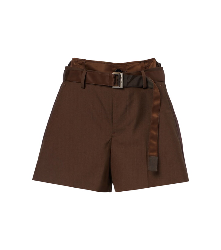 Photo: Sacai Belted satin-trimmed shorts