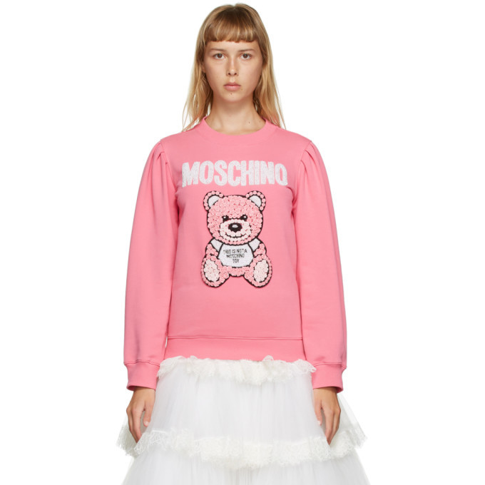 Moschino Pink Embroidered Teddy Sweatshirt Moschino