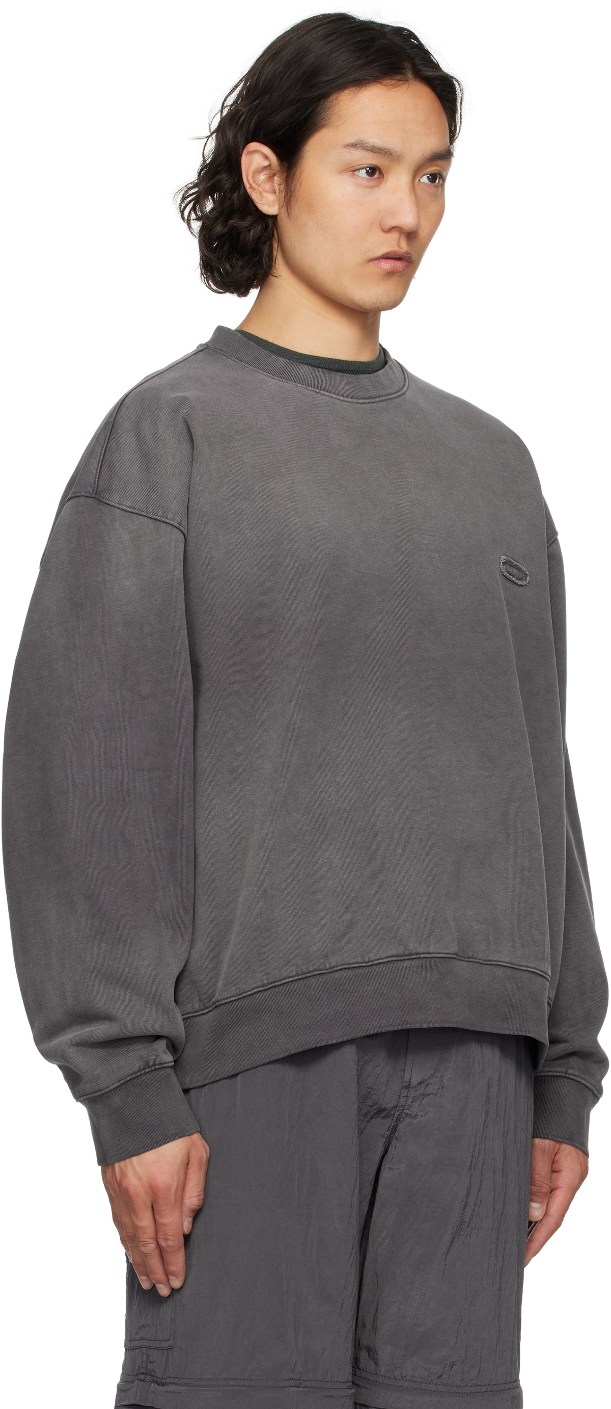 Solid Homme Gray Dyeing Back Logo Sweatshirt