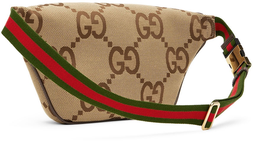 Jumbo GG belt bag in camel and ebony GG canvas