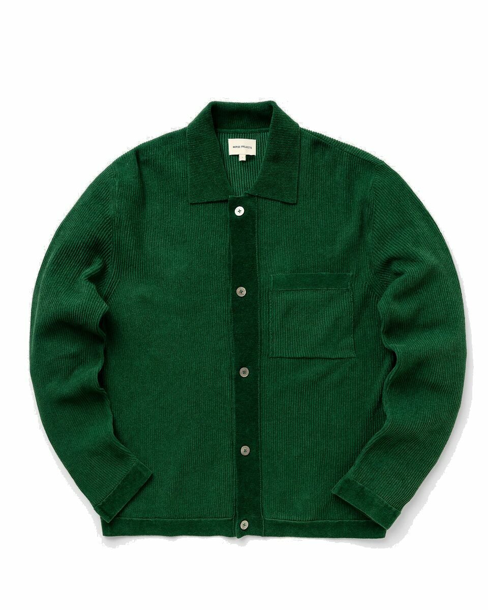 Photo: Norse Projects Erik Chenille Jacket Green - Mens - Overshirts|Zippers & Cardigans