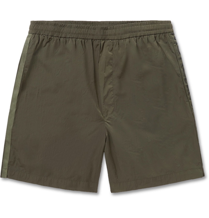 Photo: Moncler - Logo-Embroidered Grosgrain-Trimmed Shell Shorts - Green