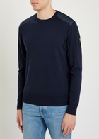 Belstaff Kerrigan Panelled Shoulders Wool-blend Jumper Navy
