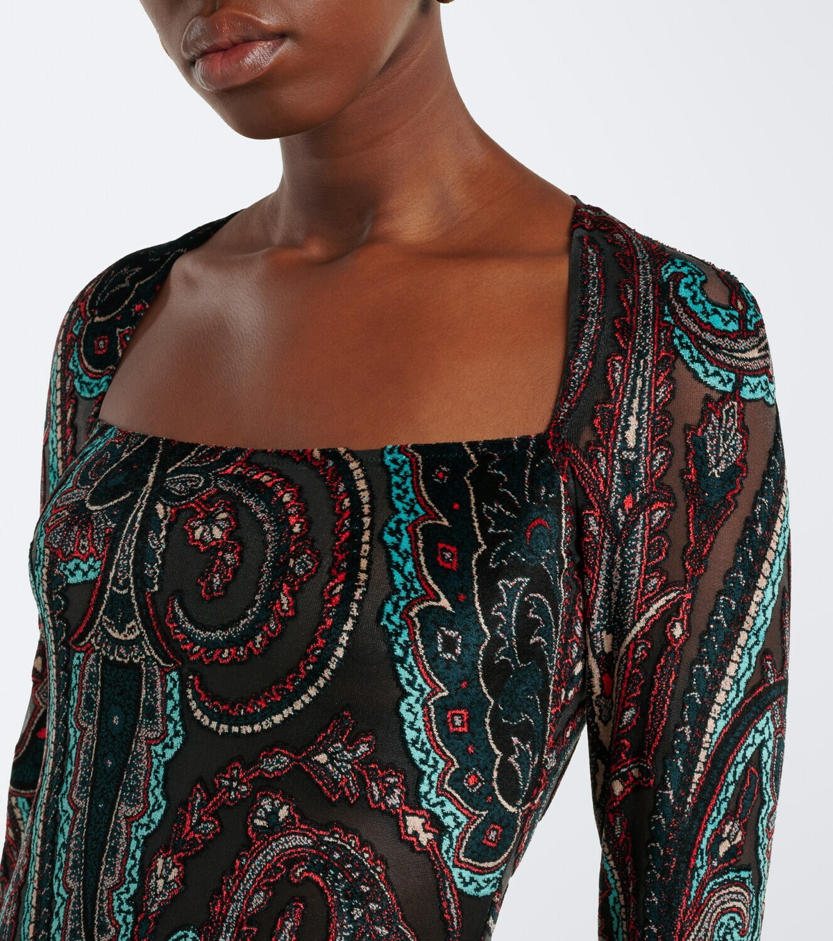 Etro Paisley jersey and chenille gown