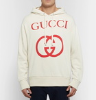 Gucci - Logo-Print Loopback Cotton-Jersey Hoodie - Men - Cream