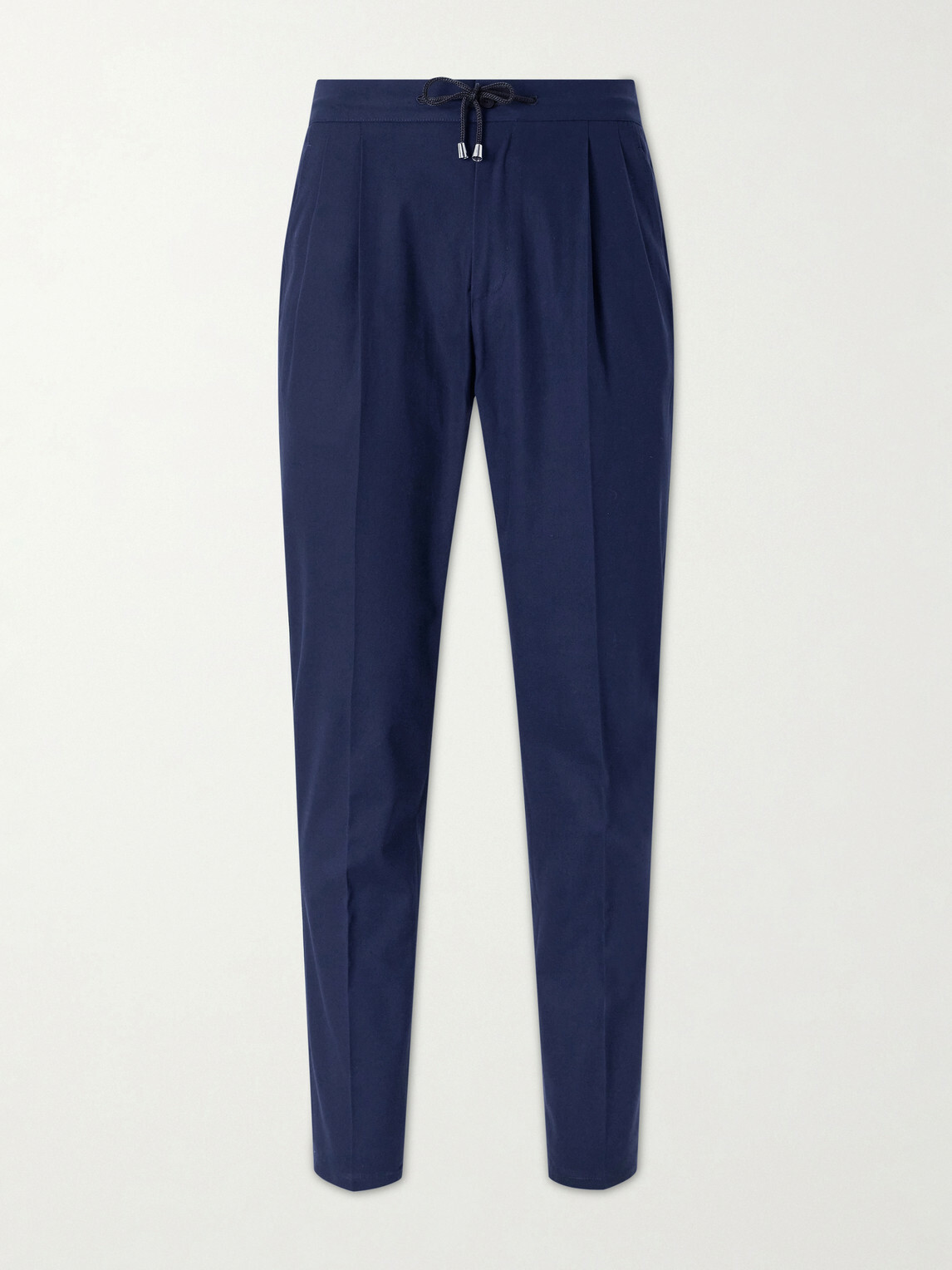 De Petrillo - Straight-Leg Pleated Cotton-Twill Trousers - Blue