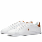 Polo Ralph Lauren Men's Heritage Court Sneakers in White/Tan