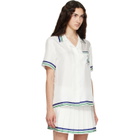 Casablanca White Hotel Emblem Short Sleeve Silk Shirt
