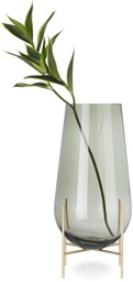 MENU Smoke Glass & Brass Medium Échasse Vase