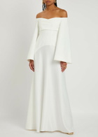 Solace London Rina Satin and Crepe Maxi Dress Cream