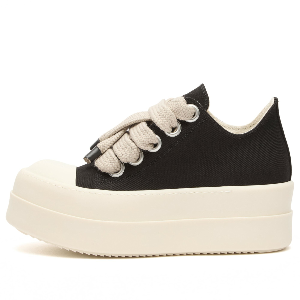 Rick Owens DRKSHDW Women's Bumper Jumbo Lace Low Sneakers in Black/Milk