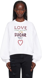 Dolce & Gabbana White Crystal-Cut Sweatshirt