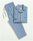 Brooks Brothers Men's Cotton Poplin Gingham Pajamas | Chambray Blue