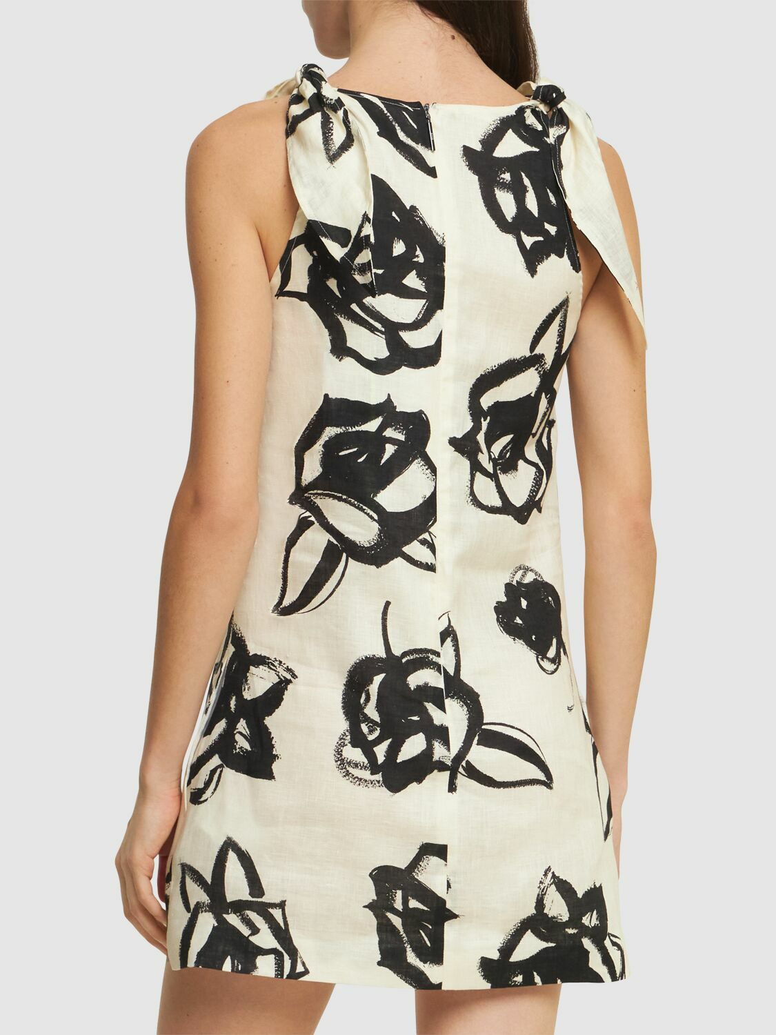 MSGM Printed Brushed Linen Mini Dress MSGM