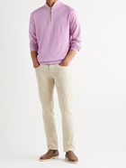 PETER MILLAR - Excursionist Contrast-Trimmed Merino Wool-Blend Half-Zip Sweater - Purple - M