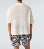 Commas Open-knit cotton-blend polo sweater