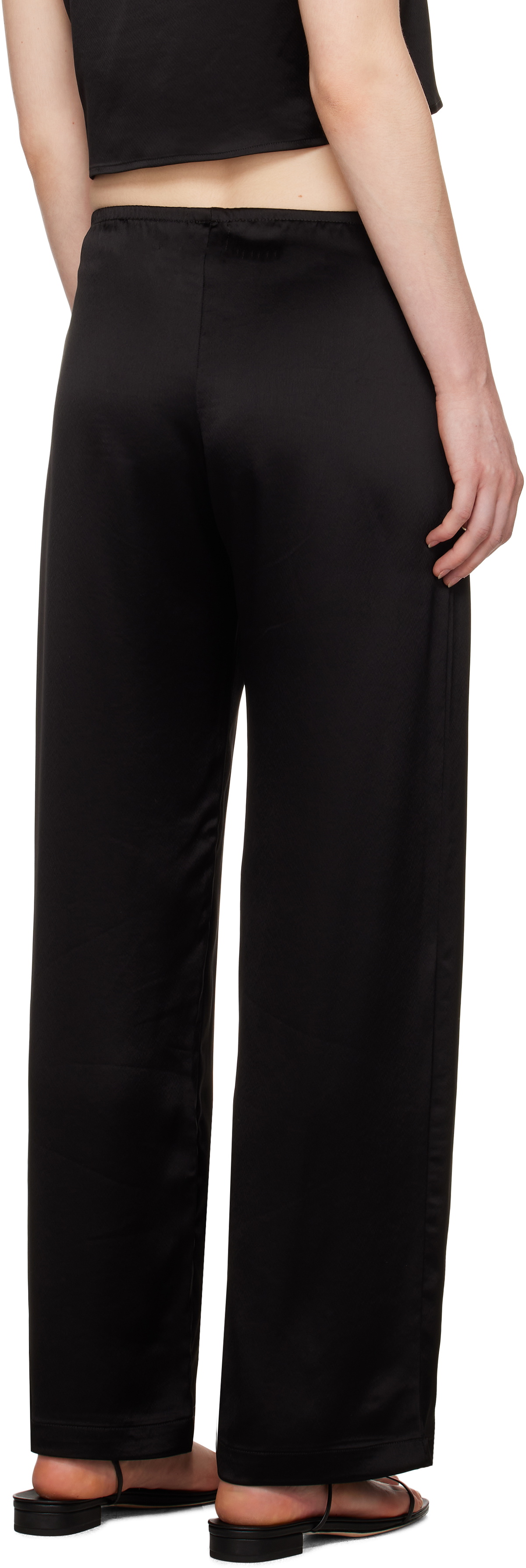 LESET Black Barb Wide Leg Lounge Pants