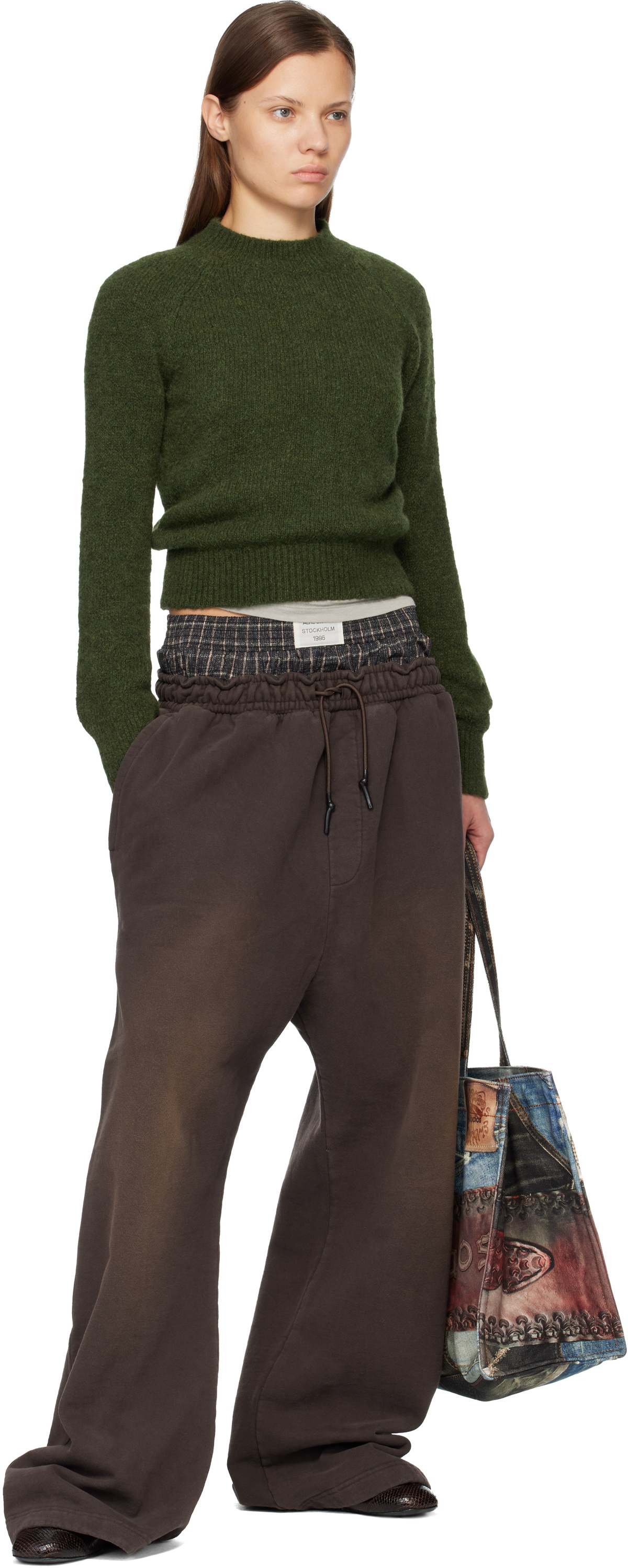 Acne Studios Brown Layered Logo Sweatpants
