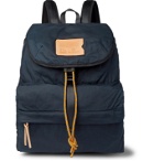 Bleu de Chauffe - Bayou Leather-Trimmed Waxed Cotton-Ripstop Backpack - Blue