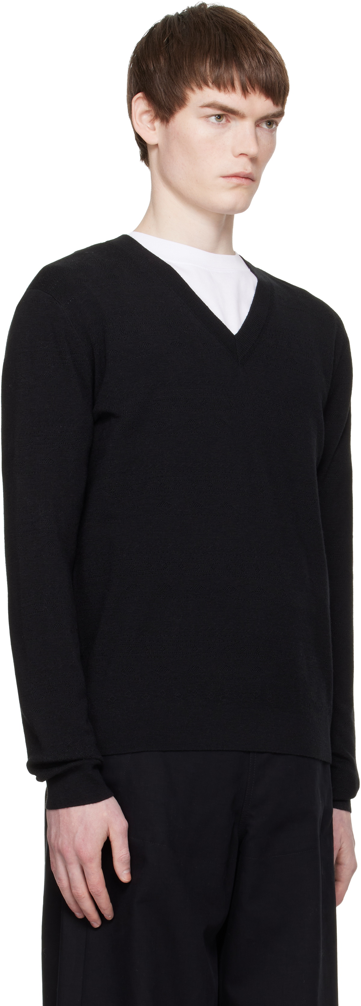 Dries Van Noten Black Pointelle Sweater
