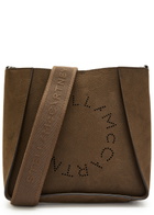 Stella Mccartney Logo Square Grained Faux Leather Cross-body bag - Moca - One Size