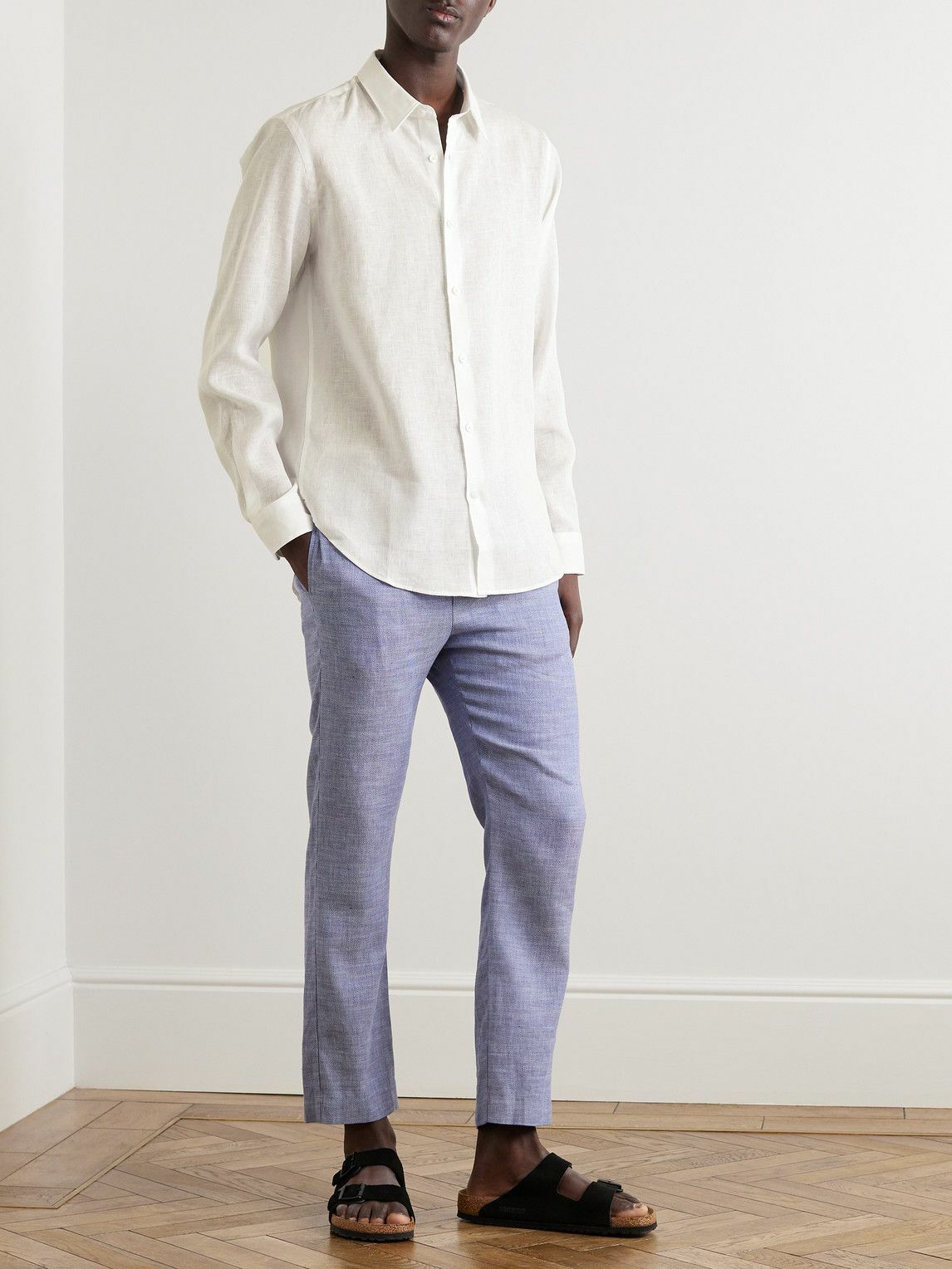 GILES STITCHED LINEN SHIRT - LIGHT KOMBU main image 0