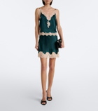 Dôen Giulietta lace-trimmed silk satin miniskirt