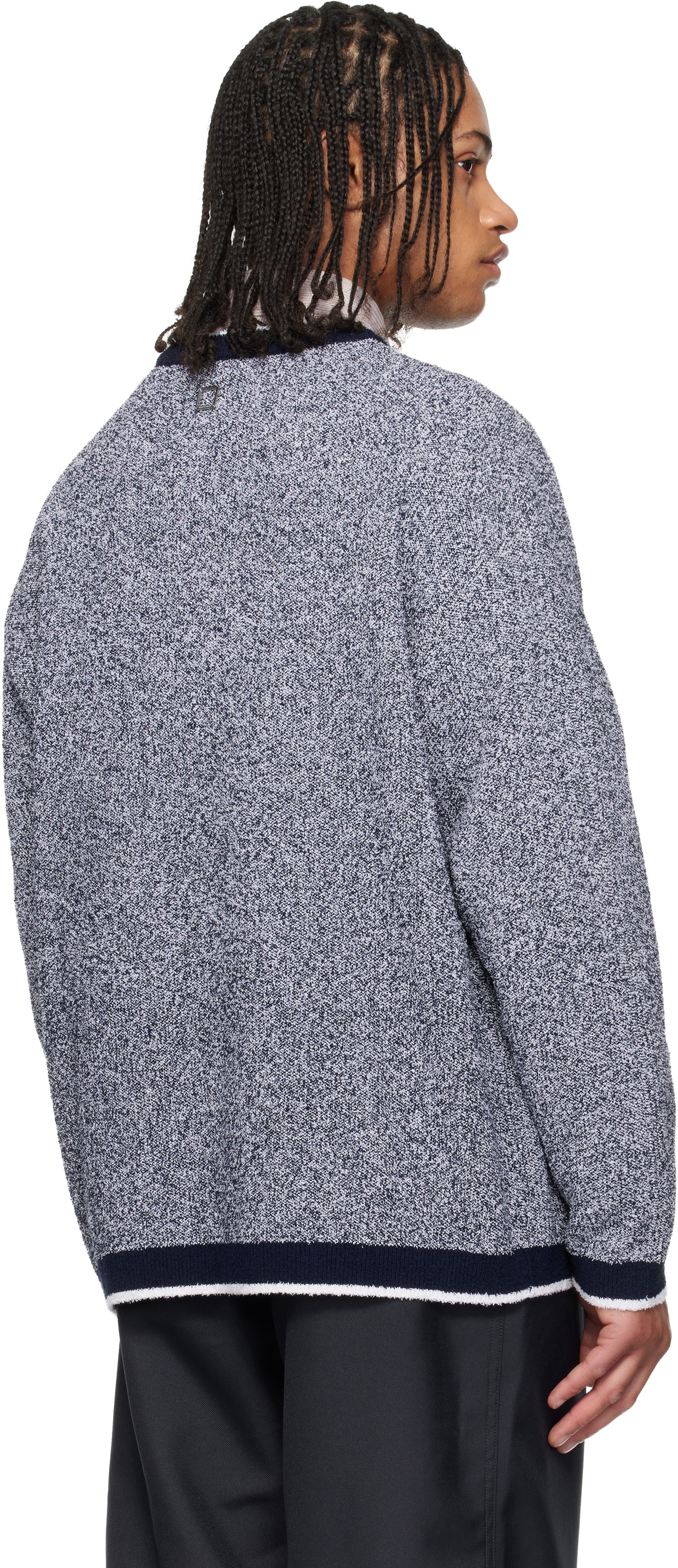 WOOYOUNGMI Navy Round Neck Logo Cardigan
